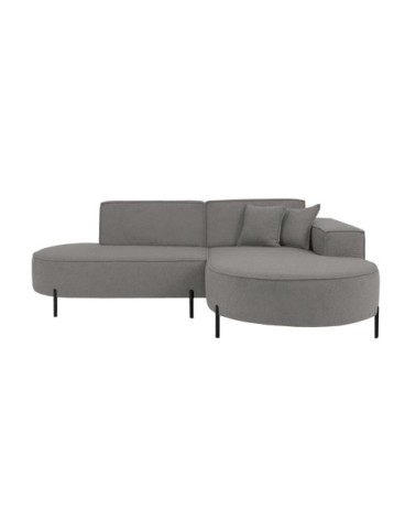 Canapé d'angle droit 4 places marlon en tissu bouclette gris foncé