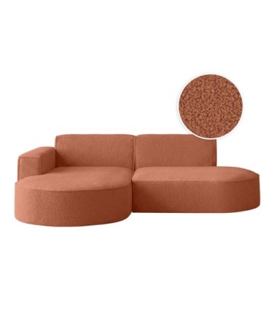 Canapé d'angle gauche 4 places marla en tissu bouclette - terracotta