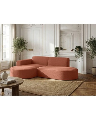 Canapé d'angle gauche 4 places marla en tissu bouclette - terracotta