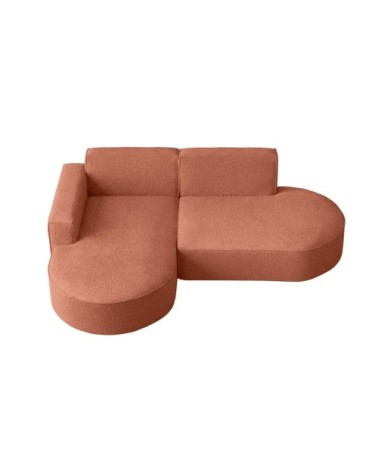 Canapé d'angle gauche 4 places marla en tissu bouclette - terracotta