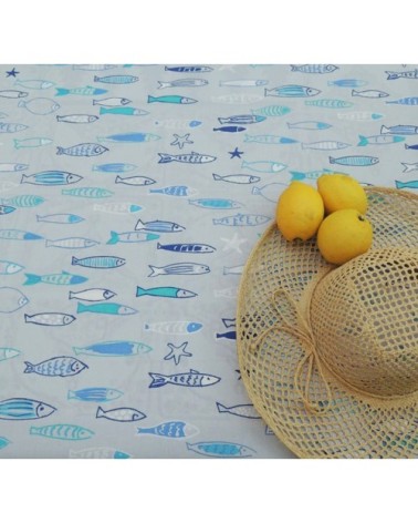 Nappe enduite carrée 160 x 160 cm turquoise