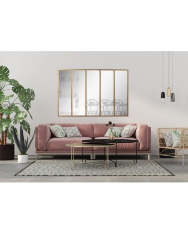 Miroir verrière en métal 137x90 cm or