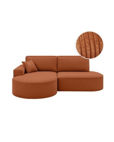 Canapé d'angle gauche convertible 4pl marlo velours côtelé terracotta