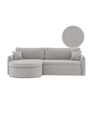 Canapé angle reversible convertible 4p vera en tissu bouclé gris clair