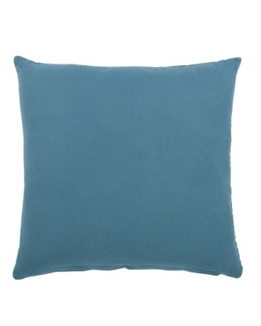 Coussin en velours de coton bleu canard motif surpiqué 60x60