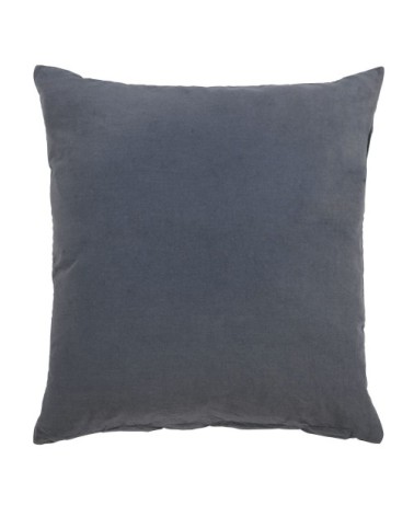 Coussin en velours de coton bleu motif surpiqué 60x60