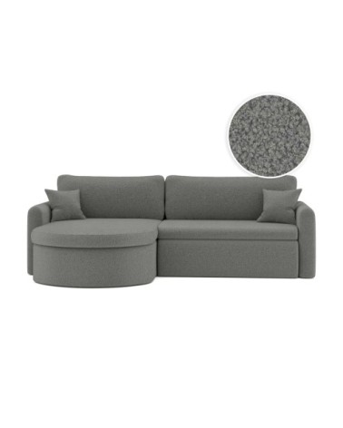 Canapé angle reversible convertible 4p vera en tissu bouclé gris foncé