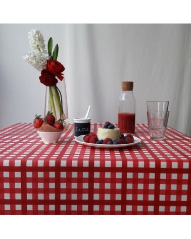 Nappe enduite ronde 160 x 160 cm rouge