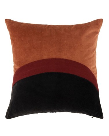 Housse de coussin en velours de coton noir, brique et orange, OEKO-TEX® 40x40