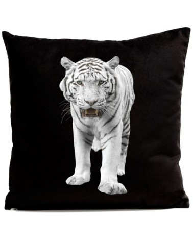 Coussin Tigre White Tiger Velours 60x60cm