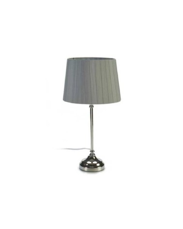 Lampe à poser en métal argenté et abat-jour gris H45cm