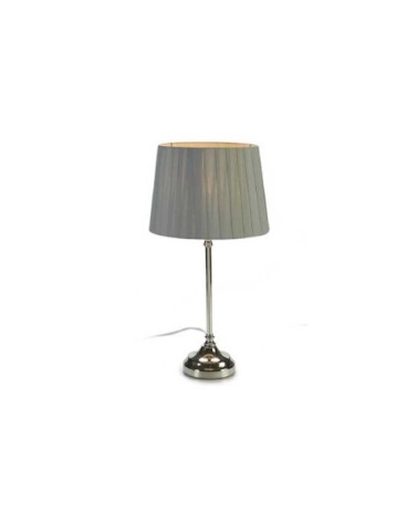 Lampe à poser en métal argenté et abat-jour gris H45cm