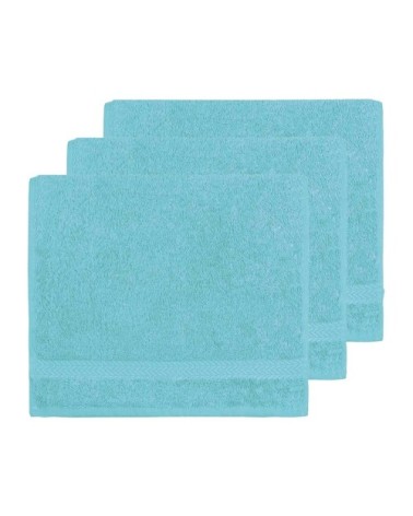 Lot de 3 serviettes invité 550gr/m²  bleu turquoise 30x50 cm