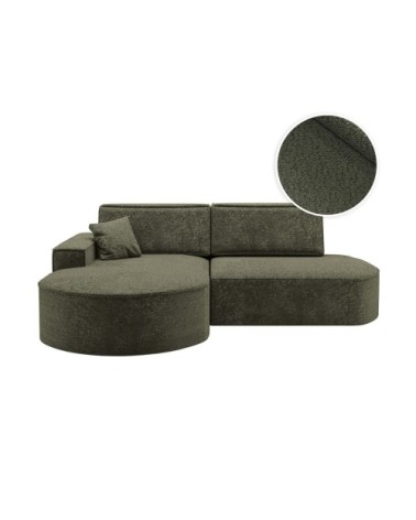 Canapé d'angle gauche convertible 4pl marlo tissu chenille vert foncé