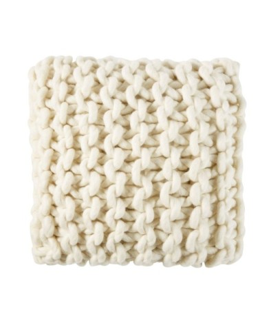 Coussin écru en coton et laine tressée 45x45