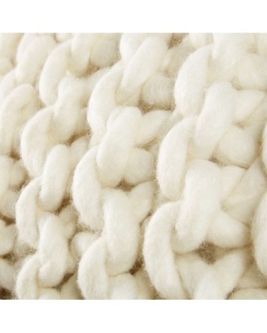 Coussin écru en coton et laine tressée 45x45