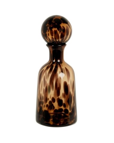 Flacon déco en verre teinté ambré noir avec bouchon rond H25