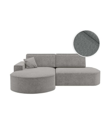 Canapé d'angle gauche convertible 4pl marlo tissu chenille gris clair