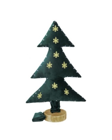 Sapin de noël lumineux en velours vert avec flocons Or 70Cm