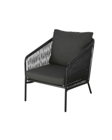 Fauteuil de jardin en résine et métal noirs