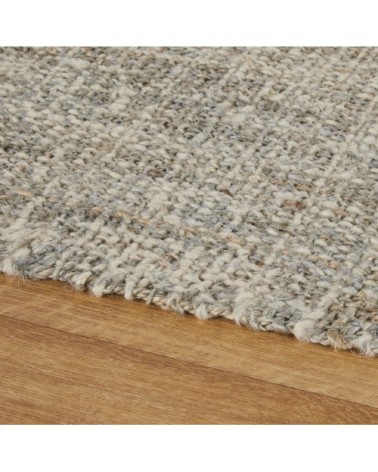 Tapis tissé en laine, jute et coton beige et bleu 140x200