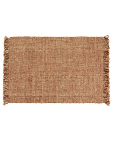 Tapis tissé en laine, jute et coton beige et terracotta 140x200