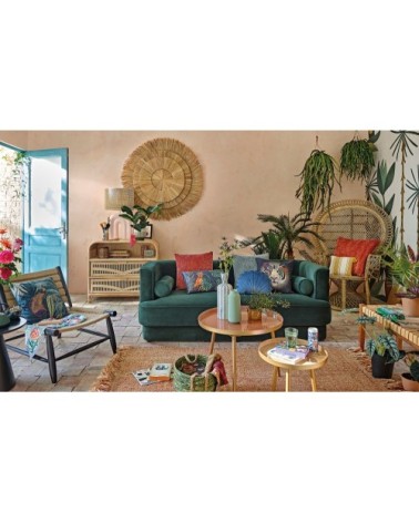 Tapis tissé en laine, jute et coton beige et terracotta 140x200