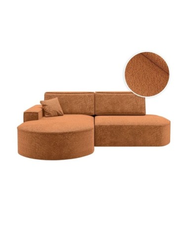 Canapé d'angle gauche convertible 4pl marlo tissu chenille terracotta