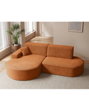 Canapé d'angle gauche convertible 4pl marlo tissu chenille terracotta