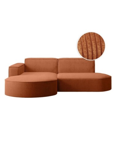 Canapé d'angle gauche 4 places marla en velours côtelé - terracotta