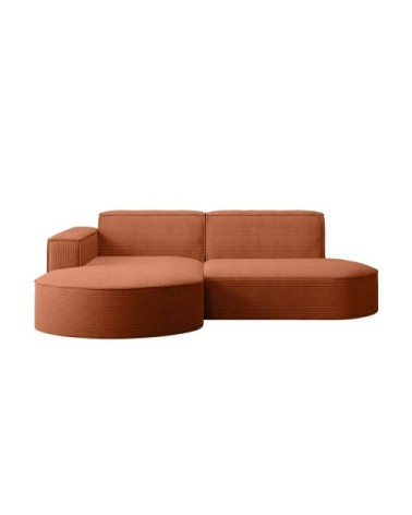 Canapé d'angle gauche 4 places marla en velours côtelé - terracotta