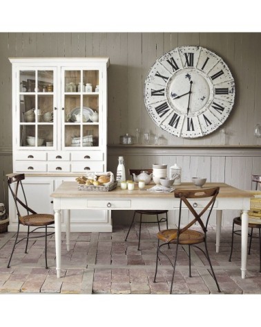 Chaise croisée en manguier massif et fer forgé