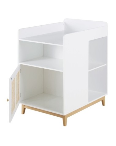 Meuble à langer 1 porte blanc et beige