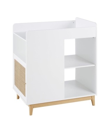 Meuble à langer 1 porte blanc et beige