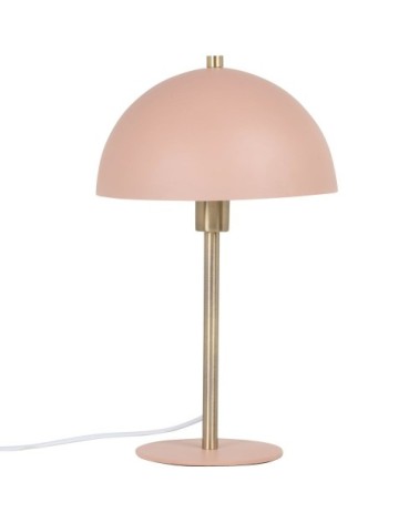 Lampe champignon en métal doré et rose