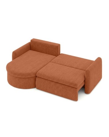 Canapé angle reversible convertible 4p vera velours côtelé terracotta