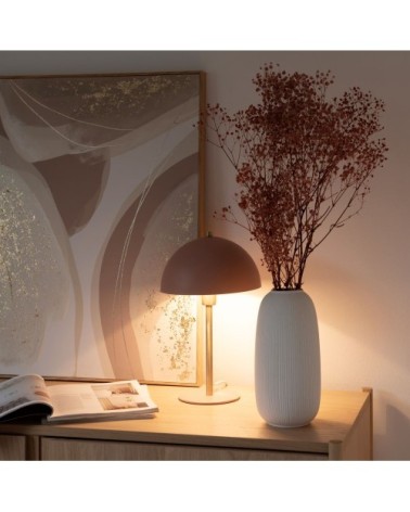 Lampe champignon en métal doré et rose