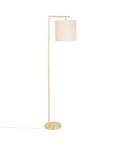 Lampadaire en métal doré et abat-jour beige H162