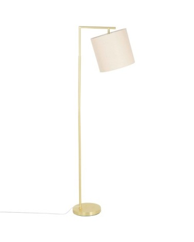 Lampadaire en métal doré et abat-jour beige H162