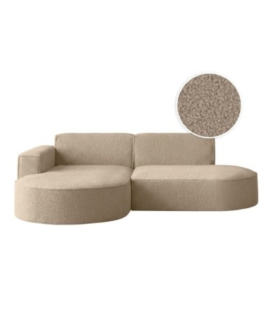 Canapé d'angle gauche 4 places marla en tissu bouclette - taupe