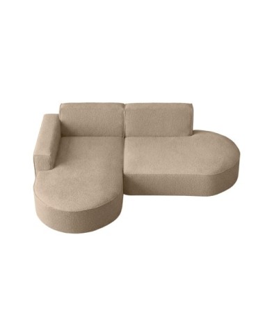 Canapé d'angle gauche 4 places marla en tissu bouclette - taupe