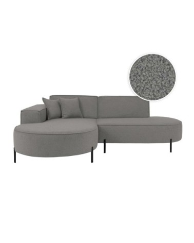 Canapé d'angle gauche 4 places marlon en tissu bouclette gris foncé