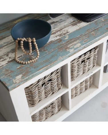 Meuble TV en pin recyclé massif 180 cm