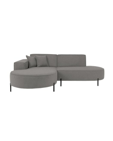 Canapé d'angle gauche 4 places marlon en tissu bouclette gris foncé