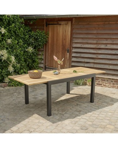 Table de jardin extensible en aluminium et teck 6/10 pers.