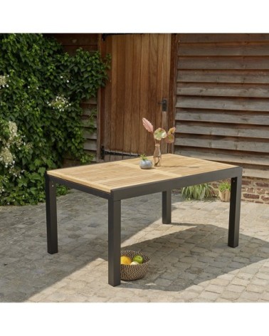 Table de jardin extensible en aluminium et teck 6/10 pers.