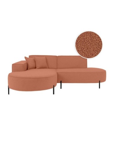 Canapé d'angle gauche 4 places marlon en tissu bouclette terracotta
