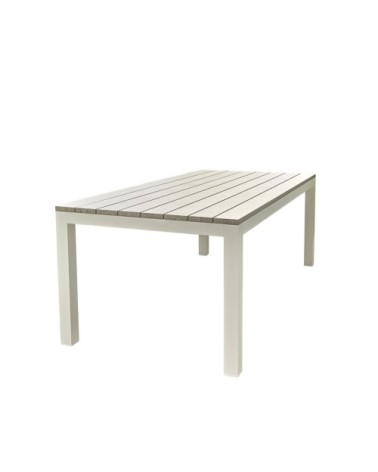 Table de jardin en aluminium blanc et gris 8 pers.