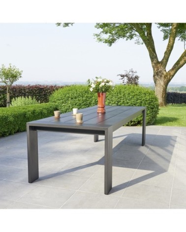 Table de jardin en aluminium noir 8 pers.