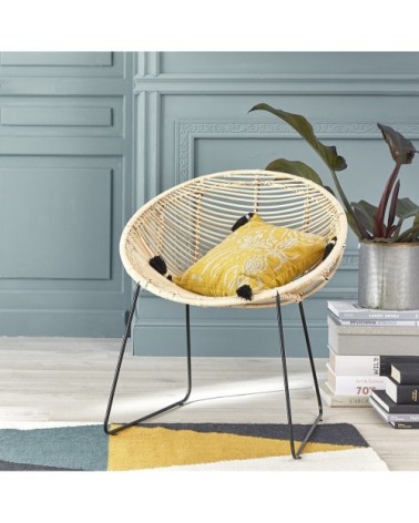 Chaise en rotin et métal